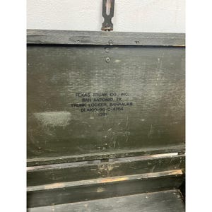 Vintage Military FOOT LOCKER Wood Trunk chest storage green box army US soldier afbeelding 14