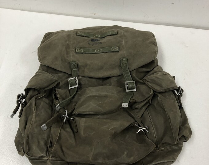 Vintage MILITARY CANVAS RUCKSACK Green Field Pack Shoulder Bag Etsy