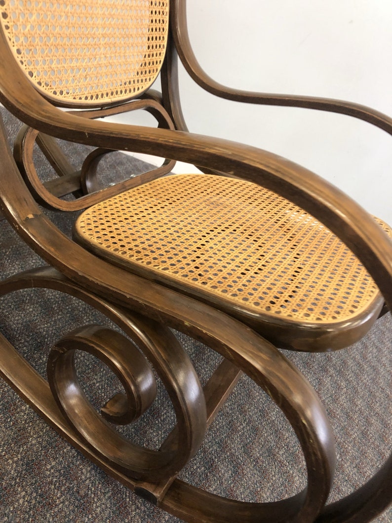 Vintage BENTWOOD ROCKER cane back bottom rocking chair mid | Etsy