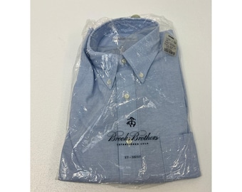 Brooks Brothers Mens Blue Oxford Cloth Button Down Shirt 17 36/37 USA NEW NIP