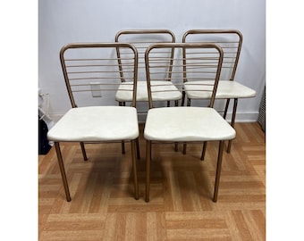 Vintage COSCO CHAIR SET Folding metal mid century modern dining set white 50s x4