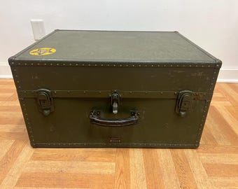 Rare Vintage Genuine National Vulcanized Fiber Travel Trunk in