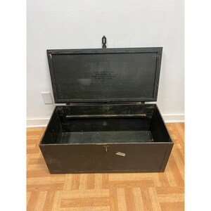 Vintage Military FOOT LOCKER Wood Trunk chest storage green box army US soldier afbeelding 12