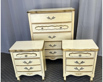 French Provincial Dresser Nightstand Bedroom Set vintage Sears Bonnet wood dixie