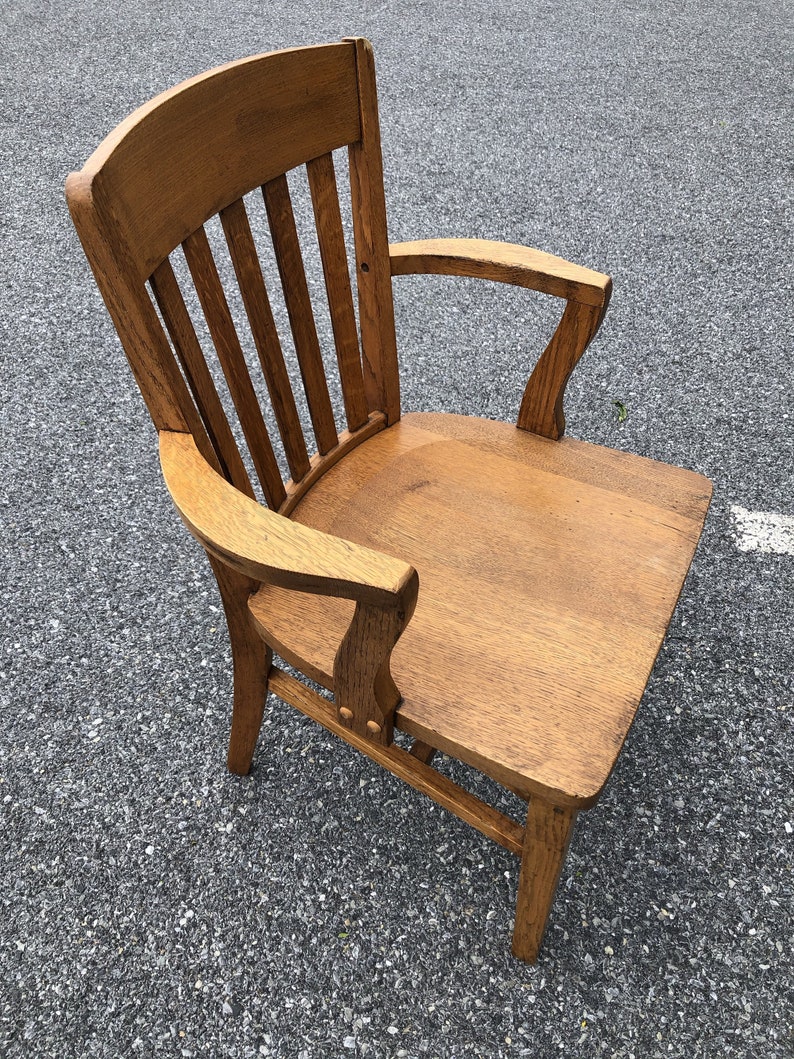 Vintage WOOD OFFICE CHAIR arm banker desk courthouse lawyer | Etsy