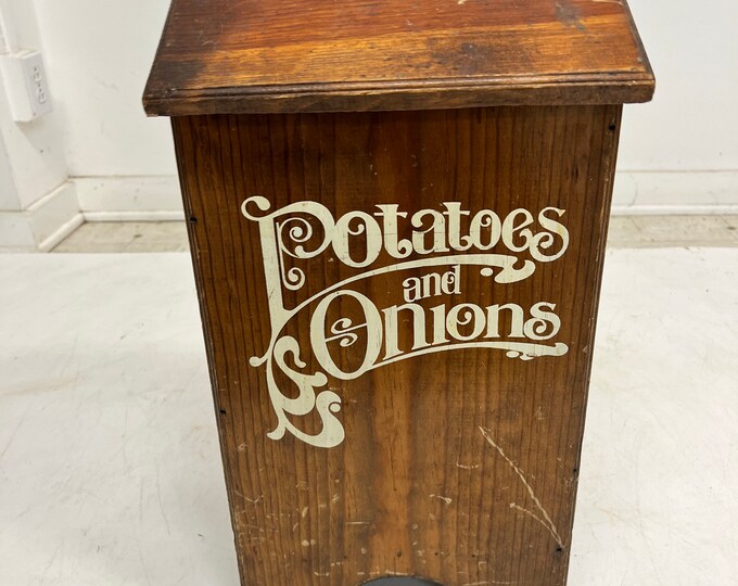 Vintage TATERS & ONIONS BIN Potato Country Primitive Kitchen Rustic