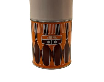 Vintage 1971 Thermos 10 oz Food Jar Used Orange Brown