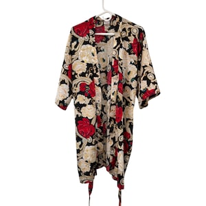Vintage Romantic Moods Woman Floral Robe Womens 1X Used Knee Length