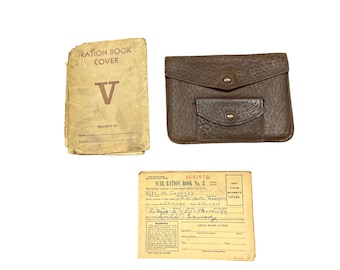 WWII Ration Book Set Leather Wallet Stamps Chicago Wisconsin Used