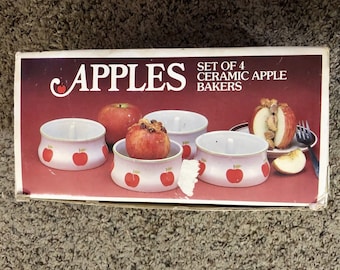 Vintage Benson & Howard Set of 4 Ceramic Apple Bakers Used