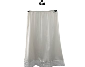 Komar Half Slip Womens M Tall Cream Nylon Lace Trim Vintage USA Small Bow