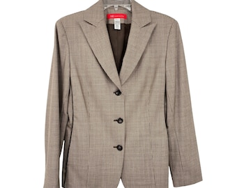 AK Anne Klein Blazer Womens 6 Used Stretch Brown Black Houndstooth Lined