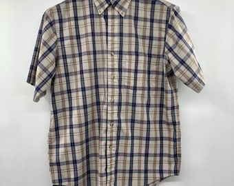 Vintage Arrow Sport Button Down Shirt Mens M Used Plaid Short Sleeve