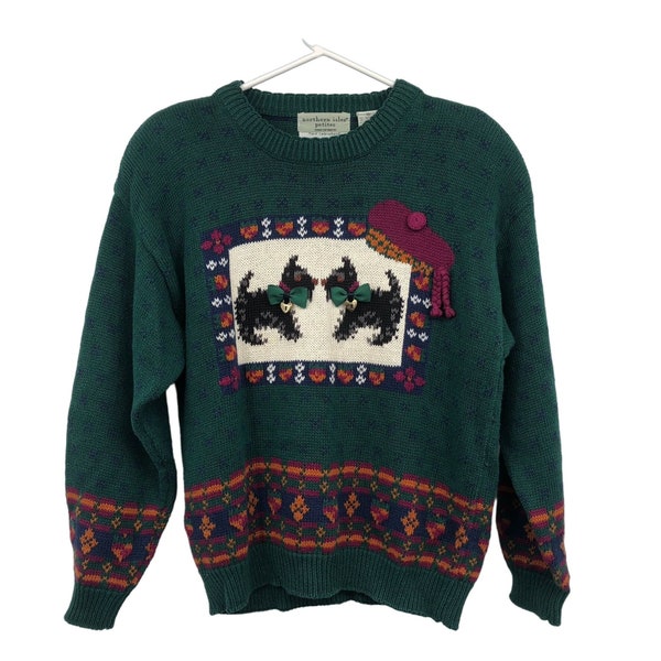 Hand Knit Green Terrier Dogs Sweater by Northern Isles