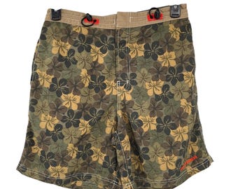 Tommy Hilfiger Floral Swim Trunks Shorts Green Tropical Mens M Used 7" Inseam