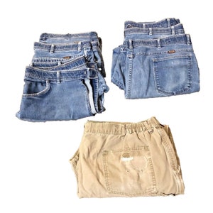Craft Lot of Denim / Pants Scrap Fabric Used