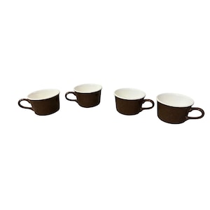 Vintage Royal China Carousel Java Ironstone Coffee Cups Set of 4 Brown USA