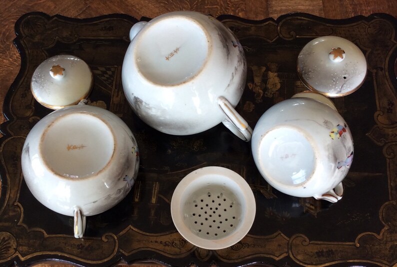 Antique Hand Painted Japanese Tea Set With Gold Rims and Etsy