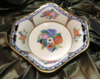 Hand Painted Art Deco Floral Noritake Bowl With 24K Gold Decoration