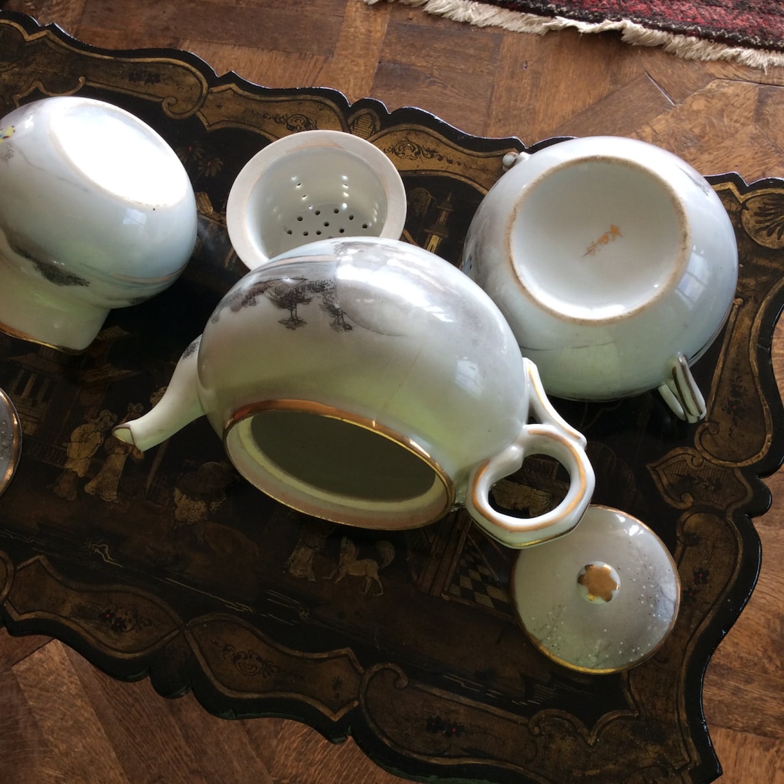 Antique Hand Painted Japanese Tea Set With Gold Rims and Etsy
