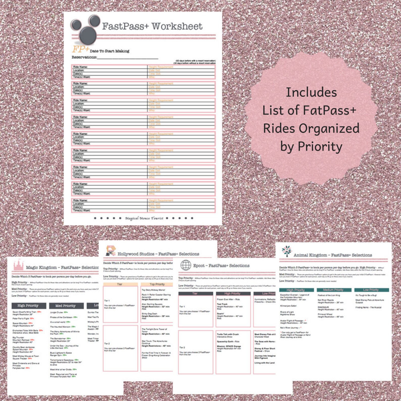 Disney Planner Editable Disney World Planner PDF Rose Gold Etsy