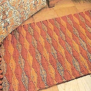 Crochet Pattern For Undulating Stripes RUG, *PDF Digital Instant Download*  Quick and Easy Pattern for 23&quot; x 39&quot; Striped Rug