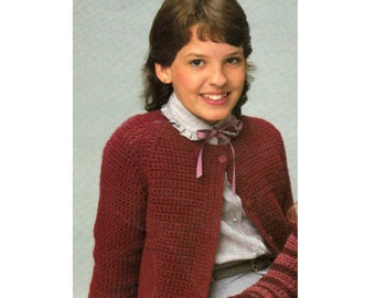 Crochet Pattern For Child's Cardigan Sweater - PDF Instant Pattern Download - Long  Raglan-Sleeved Cardigan Sweater