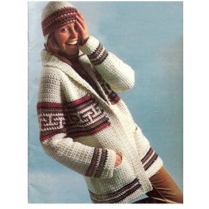 Häkelanleitung für Schalkragen, Wrap, Cardigan, Pullover, Boho Style mit passendem niedlichen Earflap Hut **Instant Download PDF Muster**