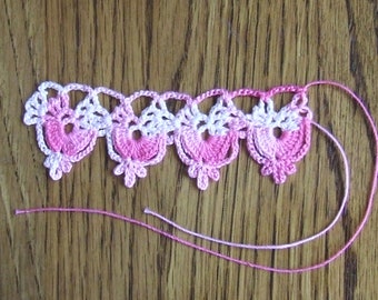 Crochet Pattern For Bleeding Heart Edging For handkerchiefs, Towels, Clothing or Doilies - PDF Instant Pattern Download