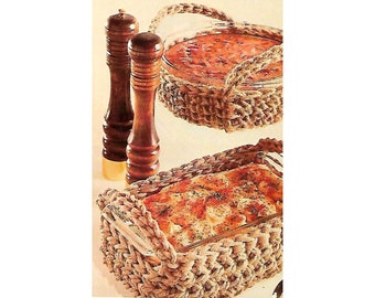 Crochet Pattern for Jute Baskets  -  Pattern for One Round, One Rectangular Basket for Casserole Dishes - PDF Instant Download Pattern