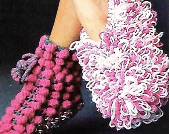 Crochet Pattern for Women's Slippers - Popcorn Or Loopy Slippers - PDF Instant Pattern Download -  Christmas Gift