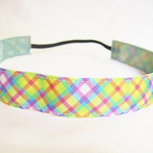 Antislip-Plaid met hoofdband, roze groen blauw en paars training hoofdband, Multicolor Running hoofdband