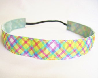 Cuadros de antideslizante funcionando venda, venda de rosa verde azul y morado sesión de ejercicios, correr Multicolor diadema