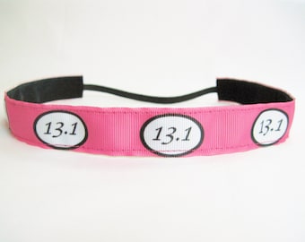 Antideslizante rosa media maratón diadema, milla 13,1 entrenamiento venda, venda media maratón Running