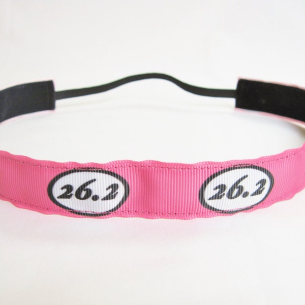 Non-slip Pink Marathon Running Headband, 26.2 Workout Headband, Marathon Running Headband