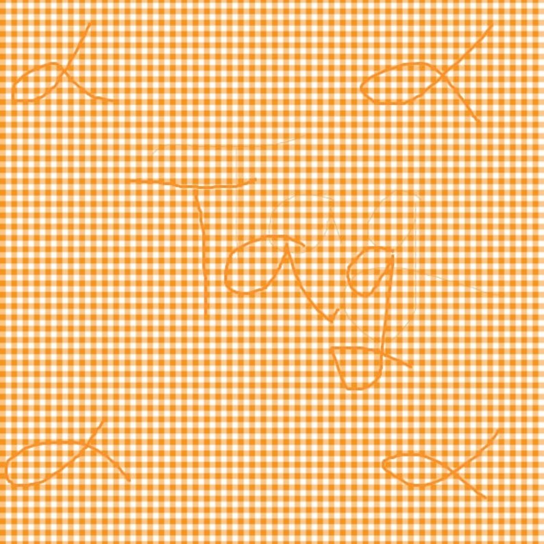 Florida Orange Gingham on White Cardstock Paper