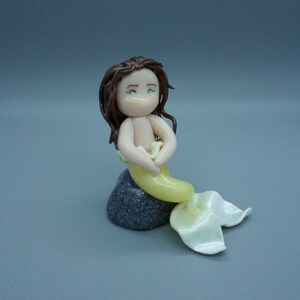Sunshine Mermaid Polymer Clay Figurine, Clay figurine, Clay Decor, Desk Decor, Handmade Figurine, Handmade Decor