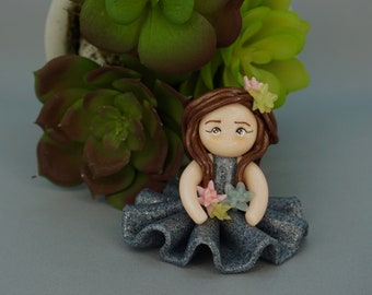 Succulent Chibi Polymer Clay Figurine, Clay figurine, Clay Decor, Desk Decor, Handmade Figurine, Handmade Decor