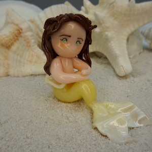 Sunshine Mermaid Polymer Clay Figurine, Clay figurine, Clay Decor, Desk Decor, Handmade Figurine, Handmade Decor