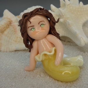 Sunshine Mermaid Polymer Clay Figurine, Clay figurine, Clay Decor, Desk Decor, Handmade Figurine, Handmade Decor