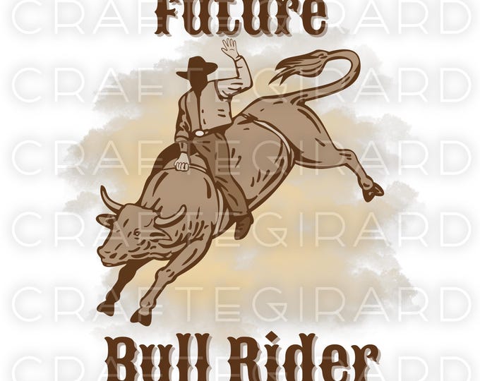 Future Bull Rider, Digital Design, Kids Western T-Shirt Digital Download for DTF, DTG, Stickers & Sublimation