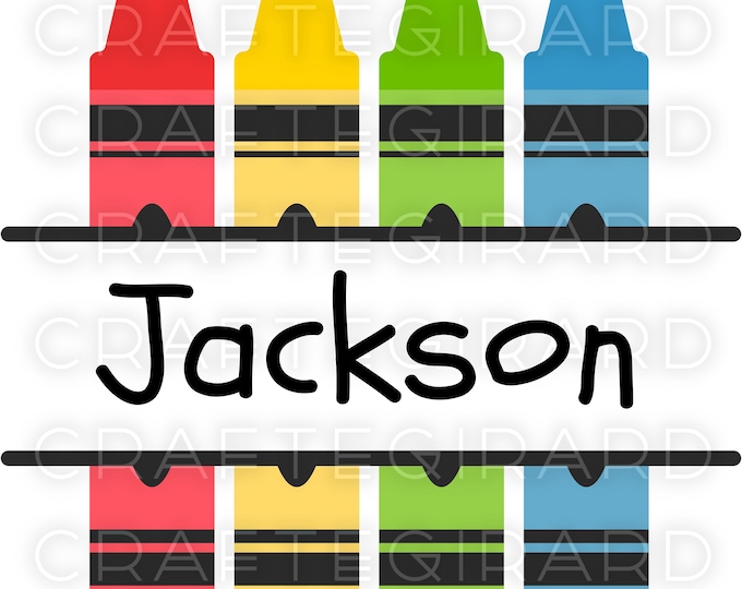 Back to School, Crayon Personalized School Shirt Design, Custom Name T-Shirt, Digital File for DTF, DTG, Stickers & Sublimation