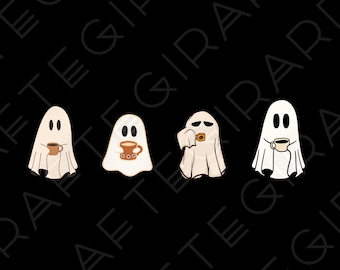 Ghost Coffee Lovers Digital Download | Halloween T-Shirt Design | Instant Download | For DTF, DTG, & Stickers