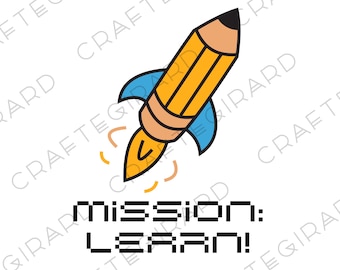 Pencil Rocket Ship SVG PNG | Back to School Digital Shirt Design for Boys | Instant Download | School Shirt Clipart