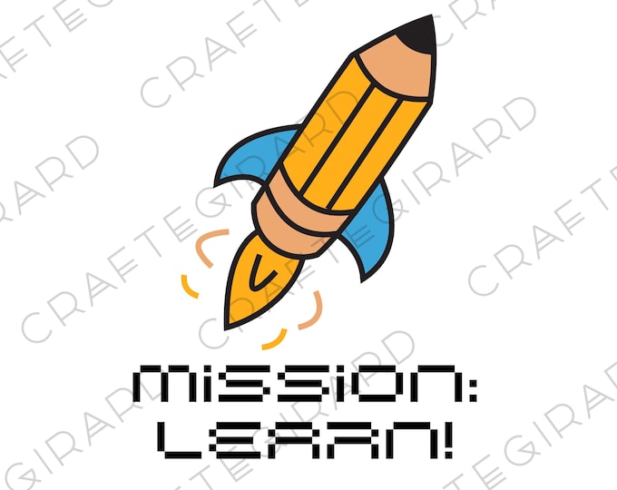 Pencil Rocket Ship SVG PNG | Back to School Digital Shirt Design for Boys | Instant Download | School Shirt Clipart