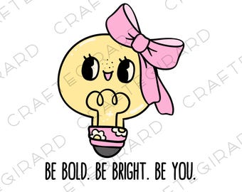 Light Bulb with Bow SVG PNG | Cute Back to School Digital Shirt Design for Girls | Instant Download | School Spirit Clipart