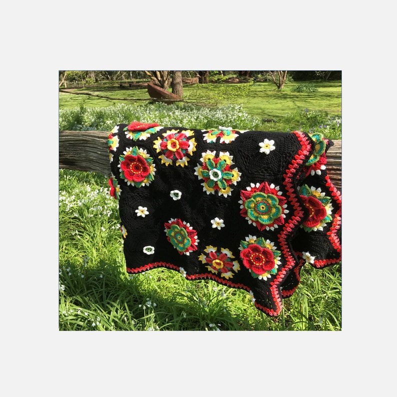 Frida Throw MEXICAN Throw Crochet Blanket Afghan Blankets Handmade