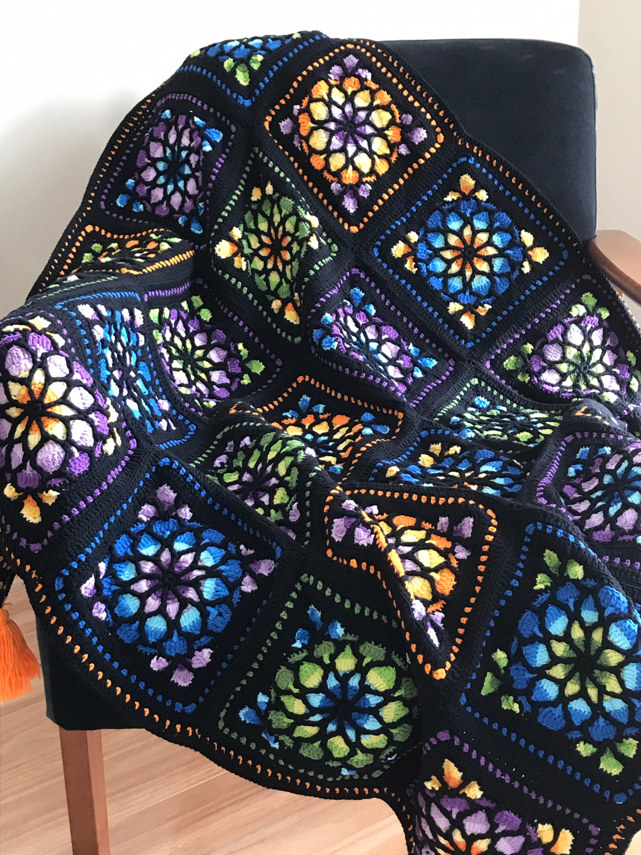 Stained Glass Throw Crochet Blanket Handmade Blanket Etsy