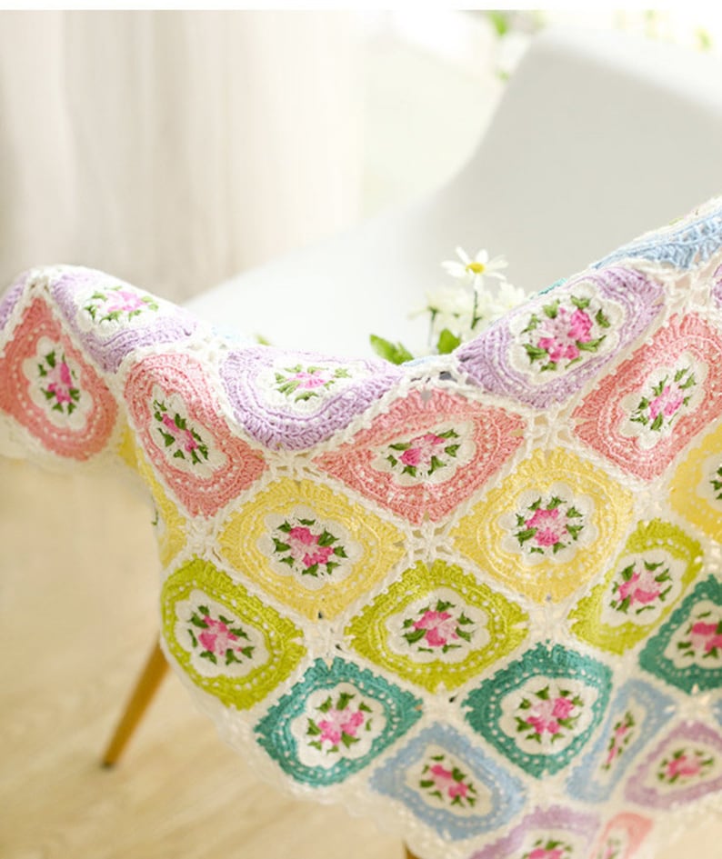 Rose Crochet Blanket Handmade Blanket sofa Throw Afghan - Etsy