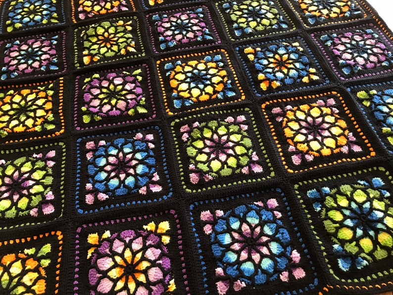 Stained Glass Throw Crochet Blanket Handmade Blanket Etsy